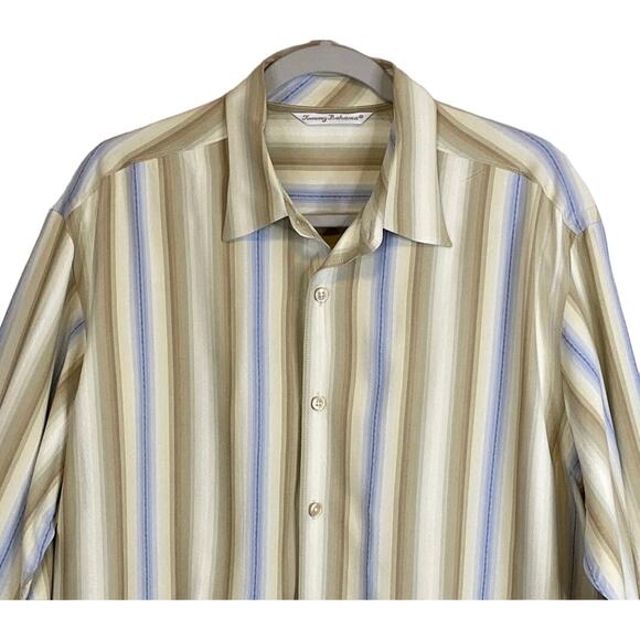 Tommy Bahama Striped 100% Silk Button Up Shirt Men Sz L Long Sleeve Dress Casual - Picture 4 of 12